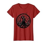 Pirate vs Giant Kraken Tentacles Illustration T-Shirt, Women, Cranberry Red, Large