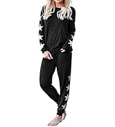 REVETRO Women 2 Piece Pajamas Sweatsuits Set Long Sleeve Pullover Sweatshirt Tops Pants