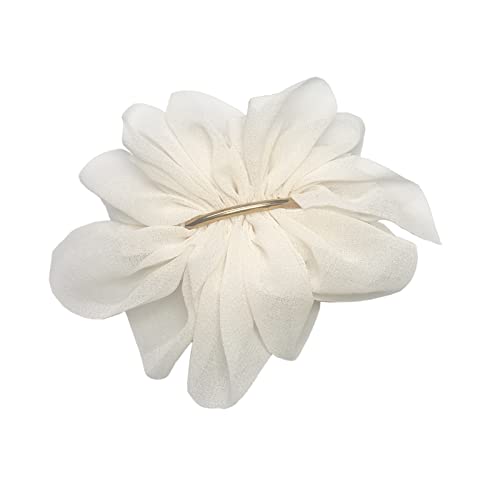 Linayoha 1 Pcs Ivory Lace Bow Hair Clip With Girls Women Off-White Chiffon Flower Alligator Hair Pins Nonslip Bridal Hair Barrettes Headwear Hair Accessories Gift Decoration For Curls Hair Styling #TOP1