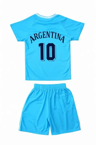 Gum & Berries Ensemble de football pour garçon (t-shirt et short) - Tenue d'entraînement d'été pour fille - Cadeau unisexe - Argentine - 9-10 ans – vue 2