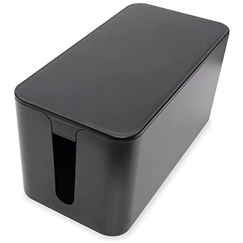 Virone Kabelbox mit Lüftungsschlitzen und Anti-Rutsch-Boden Größe: 407/134 / 154 mm (Schwarz) Cover