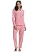 Produktbild Hawiton Damen Schlafanzug Hausanzug Langer Pyjama Nachtwäsche Set Baumwolle Lang V Ausschnitt Rosa XL