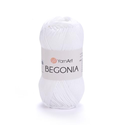 Yarn Art Begonia Yarn 100% Cotton, Pure Premium Soft Cotton Yarn, for Knitting Crochet and Amigurumi, Various Pastel and Shiny Colors, Fine- Sport 2 Yarn,1.76 Oz (50g) / 185 Yrds (169m) (1000)