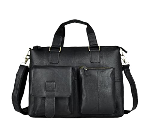Sacoche rétro en cuir homme 15" noir valise ordinateur portable