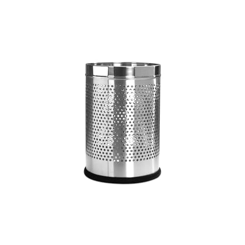 Image of Bathla Stainless Steel Perforated Open Dustbin - 5 Litres | Mesh Trash Can for Home, Office & Commercial Use | Durable, Rust-Resistant & Ventilated Waste Bin