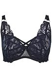 Ulla Popken Damen Underwired Bra, Lace, Decorative Ribbons, Cups C-e BH, Outerspace (Ersatzfarbe), 90 / D EU
