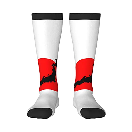Buytruew Meias unissexo inovadoras, meias de mapa do Japão, meias casuais divertidas para homens e mulheres, 2 Preto