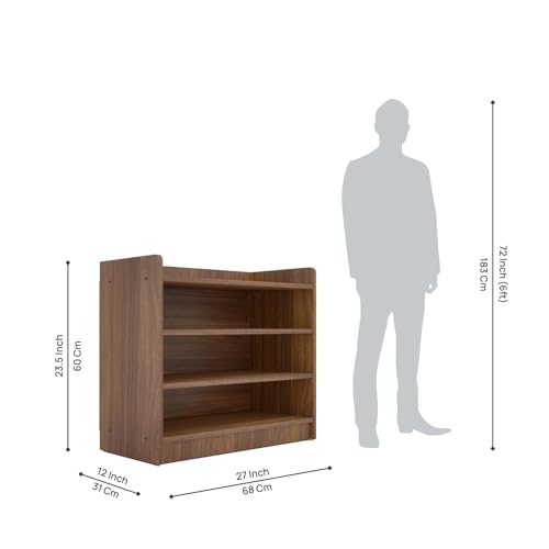 Image of Amazon Brand - Solimo Hex Shoe Rack 4-Tier Wooden Shoe Storage Rack, 68 x 31 x 60 cm, Leon Teak