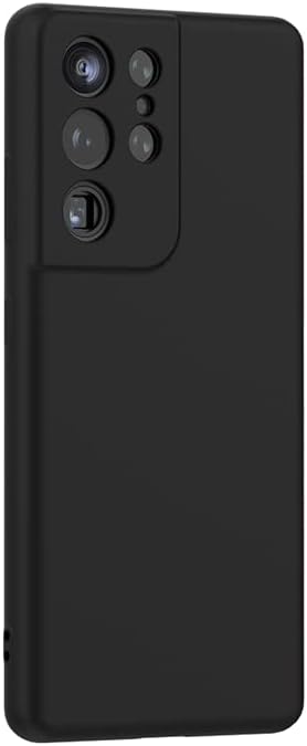 For Samsung Galaxy S21 ULTRA - BLACK Case Liquid Silicone [Lens Protector Bumper] [Individual Protection for Each Len ] Shockproof Protective Rubber Case Soft Microfiber Interior Case Cover