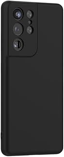 For Samsung Galaxy S21 ULTRA - BLACK Case Liquid Silicone [Lens Protector Bumper] [Individual Protection for Each Len ] Shockproof Protective Rubber Case Soft Microfiber Interior Case Cover