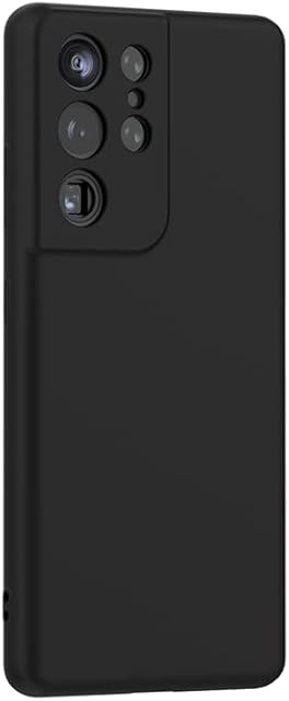 For Samsung Galaxy S21 ULTRA - BLACK Case Liquid Silicone [Lens Protector Bumper] [Individual Protection for Each Len ] Shockproof Protective Rubber Case Soft Microfiber Interior Case Cover