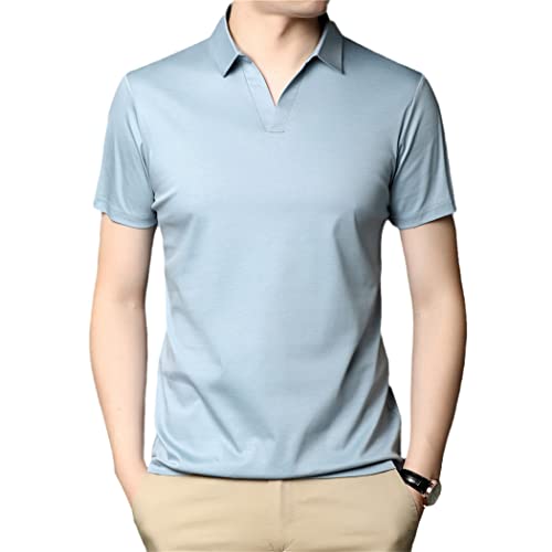 Polo d'été cool en coton bleu ciel L | Coupe ajustée et manches courtes