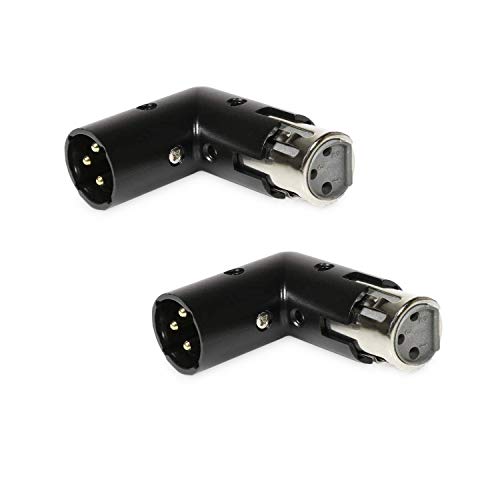 Pair of 3-PIN XLR Angle Adapter | Dual Male & Female, Durable Metal Connector w 4 Adjustable Angle Positions & Tight Connection to Mixer | Save Space & Keep Mic Cables Neat On Stage, In Studio & More