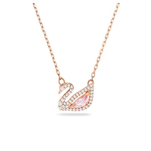 Swarovski Dazzling Swan Halsband, Rödguldtonpläterad, Rosa, 38 cm