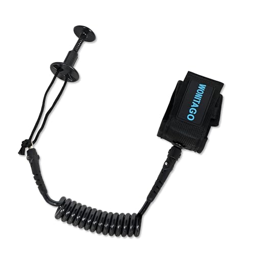 LINGVUM 4 ft Bodyboard Leash – 7mm Thick Coiled Wrist Bodyboard Leash with Plug for Bodyboarding, Black