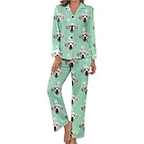 MAIWELL Personalized Womens Pajamas Sets With Photo, Custom Picture Pjs For Womens Set, Funny Dog Pet Face Pajamas, Button Down Nightwear Long Sleeve Sleepwear Gifts For Women Birthday Christmas