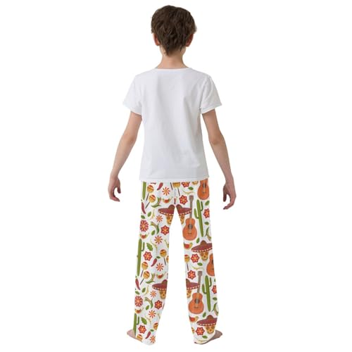ZZXXB Day of The Dead Maraca Boys Long Pants Soft Trousers Elastic Waist Kids Lounge Bottoms with Pockets S-XL3