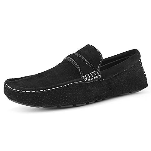 Hawkwell Men's Youth Penny Loafers Moccasin Driving Shoes Slip On Boat Shoes,Black Fabric,6 M US