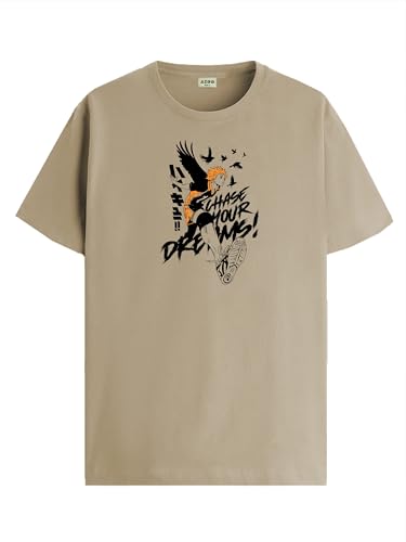 Image of ADRO Men's Cotton Comfort Fit Anime T Shirt - Premium Printed Haikyuu Tshirt - Perfect for Haikyuu Fans Print and Comfortable Fit T-Shirt