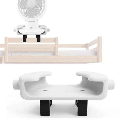 Bunk Buddy Fan Holder Compatible with Woozoo Fan 8.27", Prevent accidental drops, No-Drill Clamp Fan Bracket for Dorms, Loft Beds, Secure Cooling Support (White)