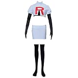 SPCOSPLAY Jessie and James Cosplay Costume Halloween Team Rocket Full Set Outfit for Men Women (3X-Large, Jessie)