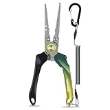 TRUSCEND Lockable Fishing Pliers Kit with Fishing Wacky Rig Tool, Saltwater Resistant Teflon Coated Multi-Function Fishing Gear, Fish Hook Remover Split Ring Plier Fishing Tools, Fishing Gifts for Men