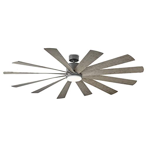 Modern Forms FR-W1815-80L-GH/WG Windflower 80 Inch 12 Blade Indoor/Outdoor Smart Fan with Six Speed DC Motor and LED Light in Graphite Finish Works with Nest, Ecobee, Google Home and iOS/Android App,