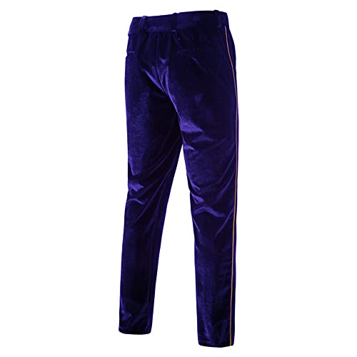 Men's 2 Piece Velvet Suits Classic Solid Color Suit Jacket Pants Slim Fit Double Breasted Tuxedo For Prom Blue #TOP4