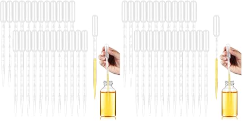 moveland 120PCS 5ML Plastic Transfer Pipettes, Disposable Graduated Pipettes, Clear Dropper for Essential Oils, Water Testing, Lab, DIY Art (Pack of 2)