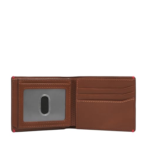 Image of Fossil Men's Sport Tourer Leather Bifold Flip ID Wallet; Slim Wallet for Men, Brown