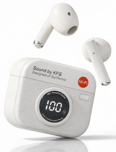 Aura TWS Earbuds with Digital Display, BT 5.49+ENC for Clear Calling, Low Latency Gaming Wireless Headphone, 36 Hours Play, Immersive Sound, Touch Control, IPX4 & Voice Assistance. (White)