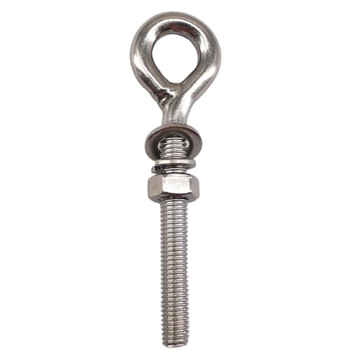 Image of 1 Pack Eye Bolt Ringbolt 304 Stainless Steel Long Shank Closed Ring Eyelet Screws Eyebolt with Washer and Nut for Yacht Boat Marine Yoga Hammock M20