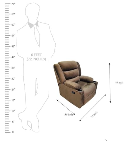 Image of The Couch Cell | Royale Manual Recliner Chair | Light Grey Velvet Breathable Upholstery | Single Seater Comfortable Recliner Sofa for Living Room Bedroom Home Seating