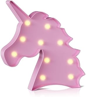 Ganrami Pink Unicorn Night Light for Kids, Battery Powered, Party and Birthday Decorations for Girls, Room and Wall Decor