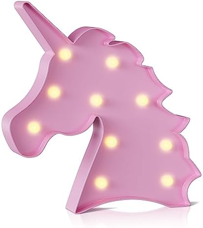 Pink Unicorn Night Light for Kids, Battery Powered, Party and Birthday Decorations for Girls, Room and Wall Decor