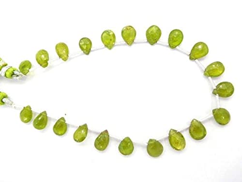 Peridot naturel perles briolettes poires 6x8mm pierre gemme verte pour collier et bracelet