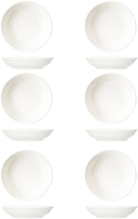 Miniatura 3 de Mengbaobao Juego de 6 platos de cerámica para salsa de soja blanca, platos de cerámica para salsa de soja, plato de porcelana para salsa de salsa de