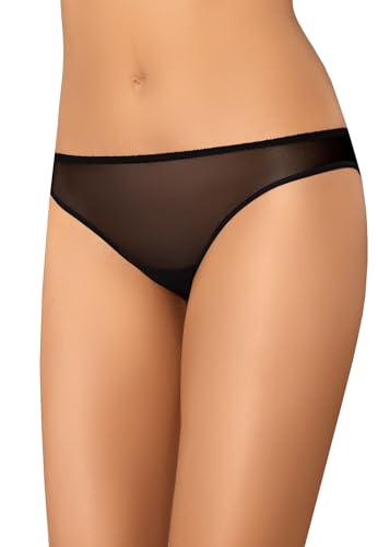 Teyli Slip Femme en Mesh Transparent – Bikinis et Slips Taille Basse pour Femmes – Slip Taille Basse avec Doublure en Coton. Noir XL