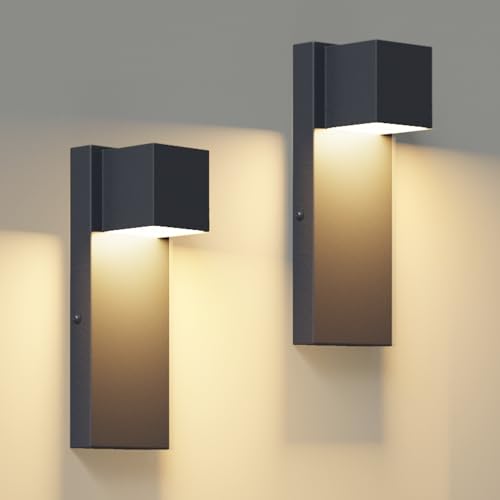 K-Bright LED Außenwandleuchte 16W,2 Stück Außenlampe Außenleuchte 3000K Warmweiß IP65 Wasserdicht | Eisen-Wandleuchte für Innen/Außen, Balkon,...