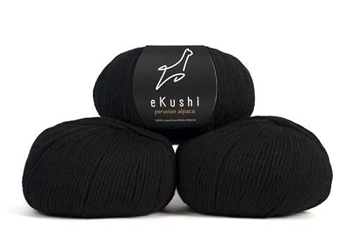 eKushi 100% Baby Alpaca Yarn for Knitting & Crocheting -