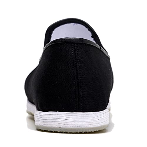 Men's Flat Cloth Shoes Wear-Resistant Slip-On Shoes,Traditional Chinese Old Beijing Handmade Thousand-Layer Sole Cloth Shoes,Black,10.53