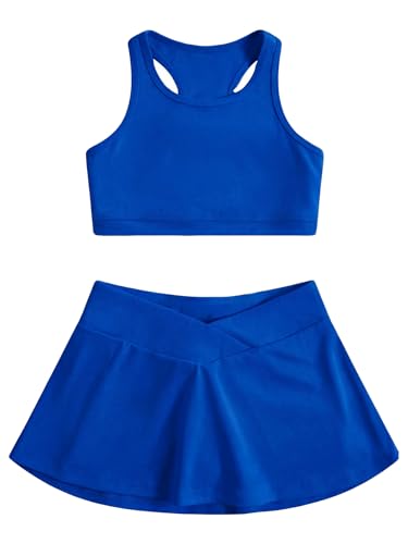 Image of SOLY HUX Toddler Girl's 2 Piece Workout Outfits Lightweight Crop Tank Tops and Skort Athletic Set
