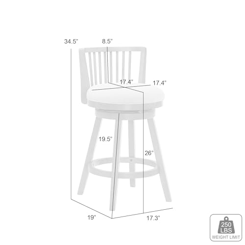 Butaco giratorio de altura para mostrador de 26 pulgadas Armen Living Harper en tono ámbar con asiento de tela marfil - Juego de 2 miniatura 2