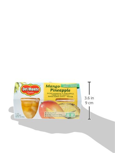 Del Monte Mango and Pineapple Fruit Cup Snacks, 4 Ounce Cups (Pack of 4)