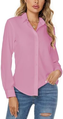 jonivey Womens Stretch Button Down Long Sleeve Shirt Soft Basic Wrinkle Free Work Business Formal Casual Blouse