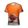 JGHHOUN Basketball Orange Print Men's Short Sleeve T-Shirt for Gym Running Everyday Wear Casual Outdoor Indoor #4
