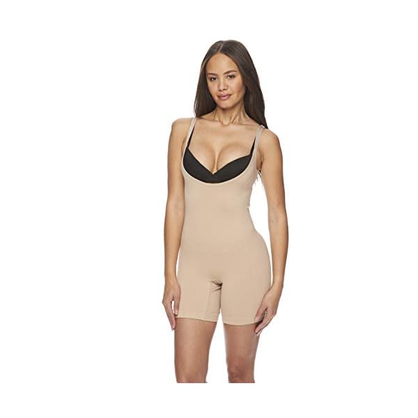 bebe Womens Body Shaper Tag Free Strapless Cupped Mid-Thigh Bodysuit Soft Nude Plus Size 1X-Large