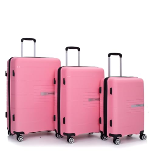 3 Pieces of Luggage, Suitcase, Luggage Set, Trolley, Travel Case, with Spinner Wheels, Combination Lock, 20/24/28 Inches,Pink2