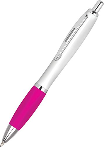Full Colour Printed Personalised Contour Pens Promotional *Qty - 6* - Pink Pen Grips