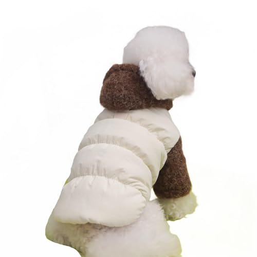 ICOUCHI ふわふわ 犬用ジャケットダウン 犬洋服 防寒コート 冬服 暖かい ドッグウェア パーカー 裏ボア フード付き 小中型犬 ワンちゃん アウター 着脱簡単 お出かけ 散歩 アウトドア (2XL,ホワイト)